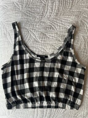 Forever 21 Black and White Gingham Crop Tank